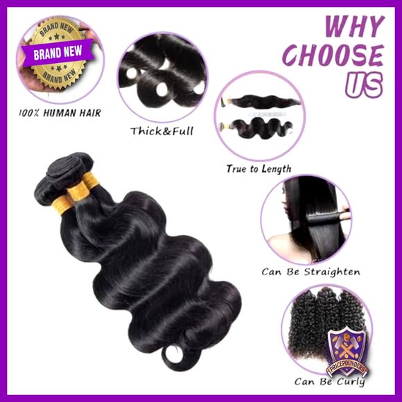 Body Wave Human Hair Extensions 18-22 Inch 12A Grade Quick Weave Bundles
